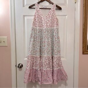 LoveShackFancy Dress Target Women's Sleeveless Lined Tiered Ruffle Floral XS